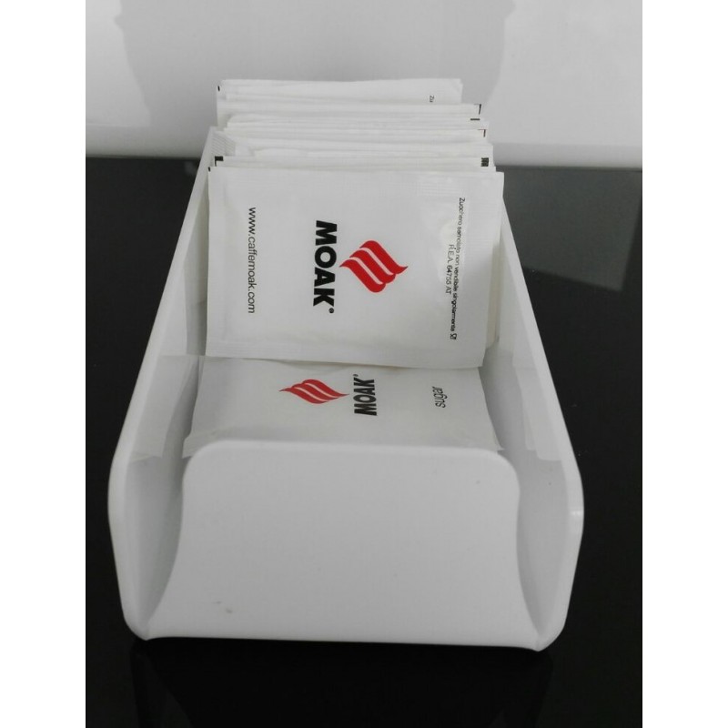 Bianco Lavabile in lavastoviglie-Set da 8 pz-MADE in ITALY Garnet 9013 Porta bustine di zucchero da bar per tavolino in plastica 
