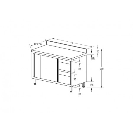 TAVOLO ARMADIATO INOX CON...