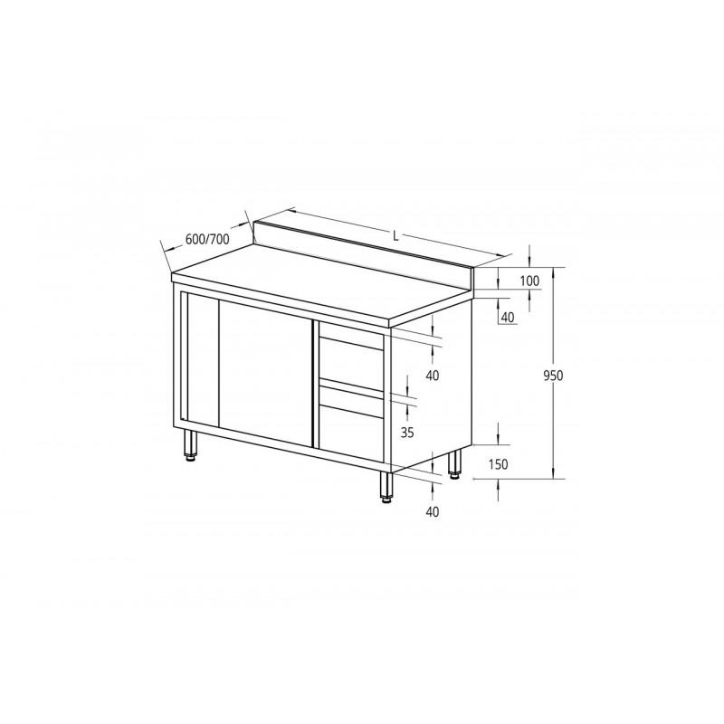 TAVOLO ARMADIATO INOX CON...